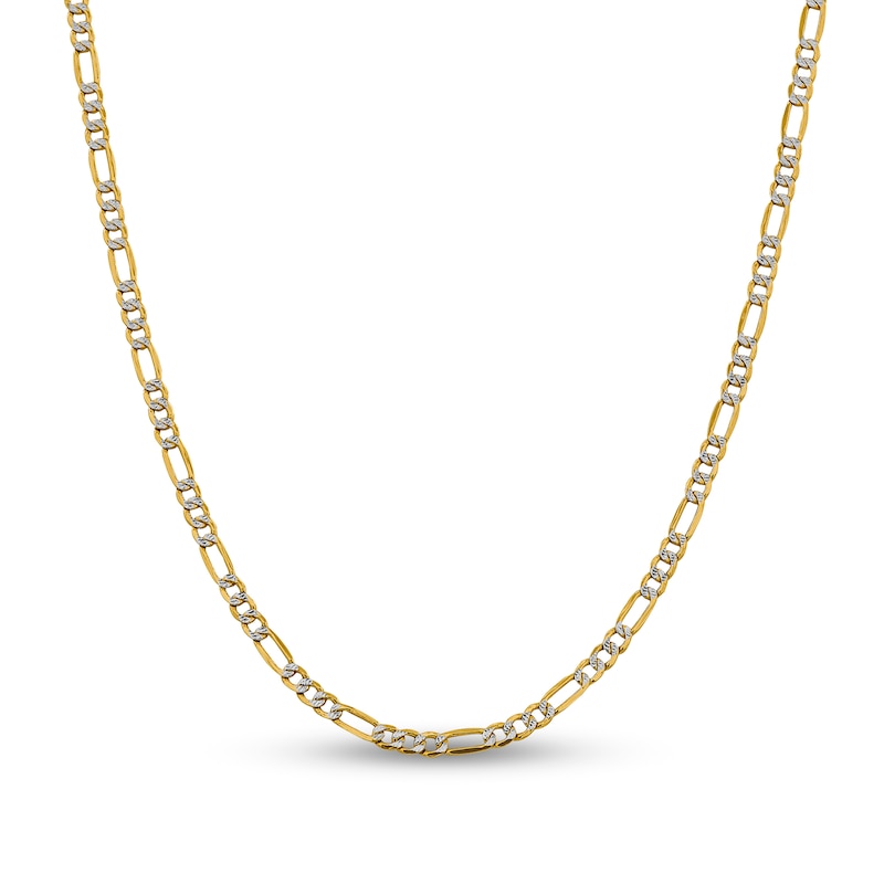 3.9mm Diamond-Cut Figaro Chain Necklace in Hollow 14K Two-Tone Gold - 20"