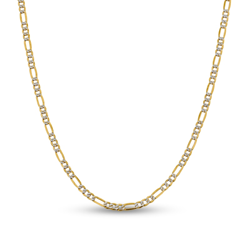 3.9mm Diamond-Cut Figaro Chain Necklace in Hollow 14K Two-Tone Gold - 22"