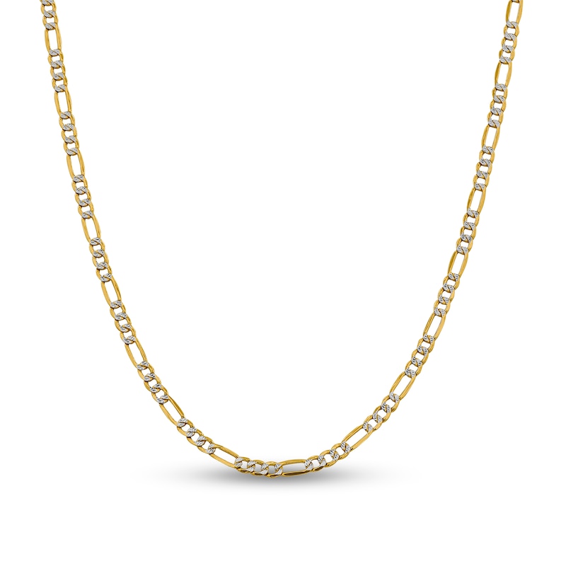 Main Image 1 of 3.9mm Diamond-Cut Figaro Chain Necklace in Hollow 14K Two-Tone Gold - 22"