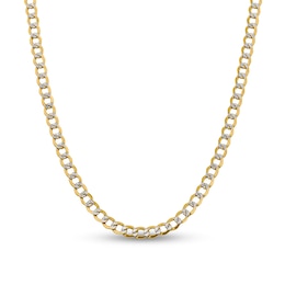 6.75mm Diamond-Cut Semi-Solid Curb Chain Necklace in 14K Two-Tone Gold - 18&quot;