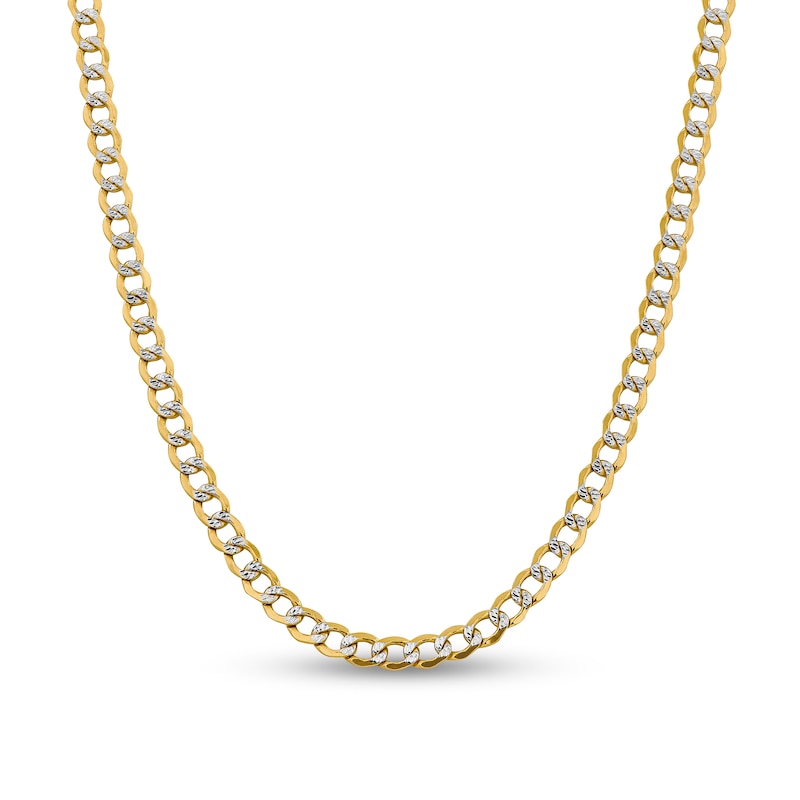 6.75mm Diamond-Cut Semi-Solid Curb Chain Necklace in 14K Two-Tone Gold - 22"
