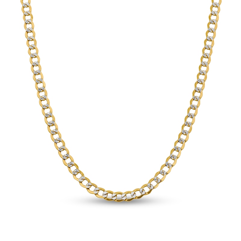Main Image 1 of 6.75mm Diamond-Cut Curb Chain Necklace in Hollow 14K Two-Tone Gold - 18"
