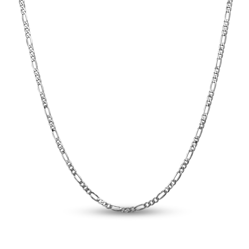 3.0mm Figaro Chain Necklace in Solid 14K White Gold - 20"