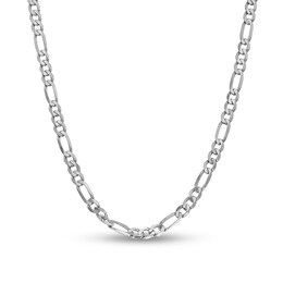 6.0mm Figaro Chain Necklace in Solid 14K White Gold - 26"