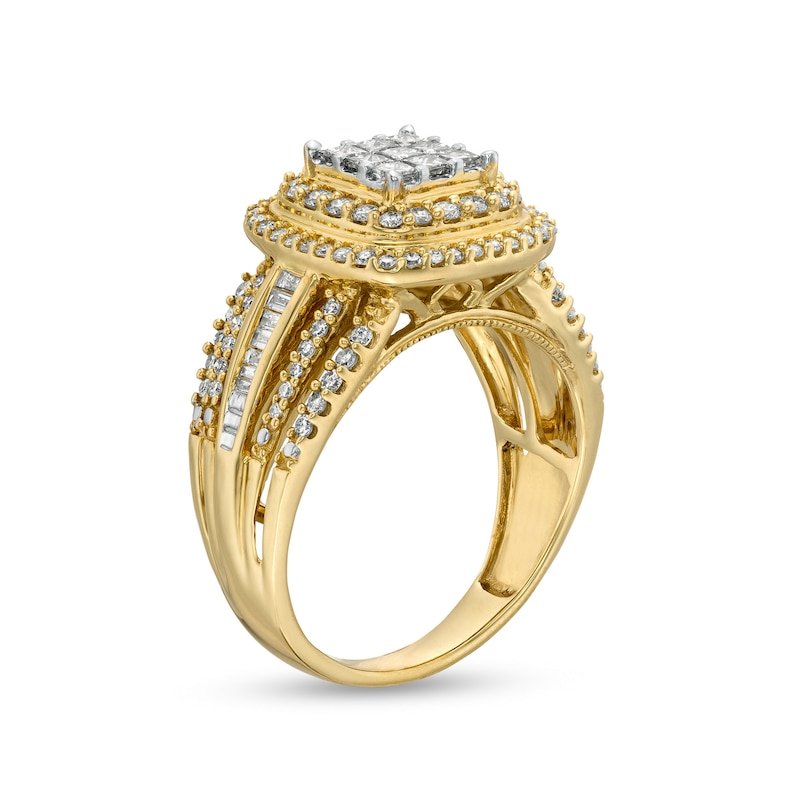 1.00 CT. T.W. Composite Diamond Double Frame Engagement Ring in 10K Gold