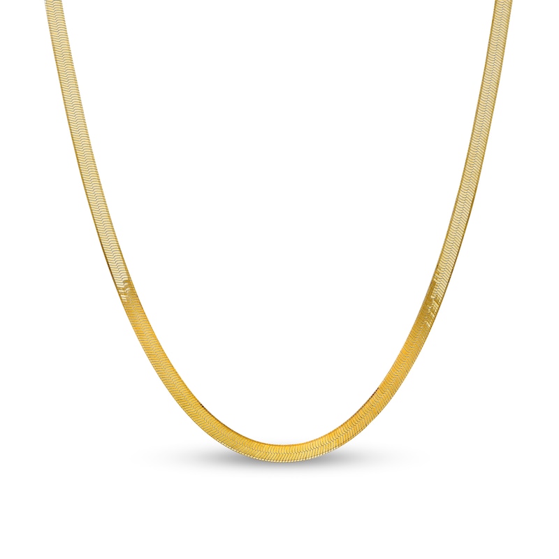 Main Image 1 of 5.0mm Herringbone Chain Necklace in Solid 14K Gold - 16"