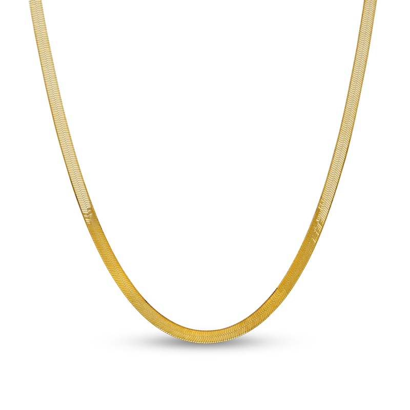 5.0mm Herringbone Chain Necklace in Solid 14K Gold - 20"