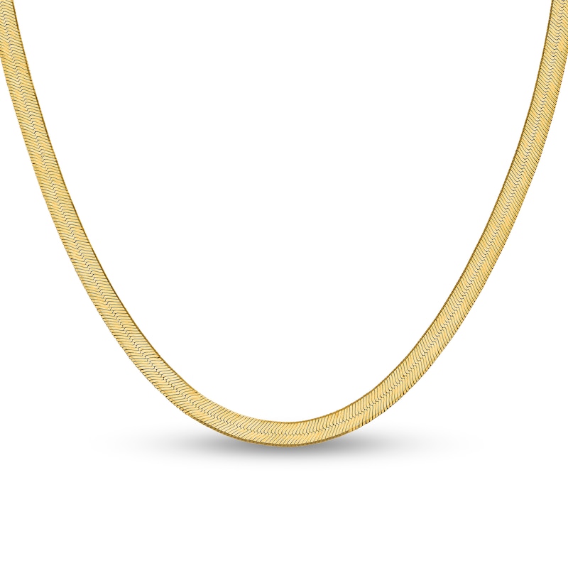 6.5mm Herringbone Chain Necklace in Solid 14K Gold - 20"