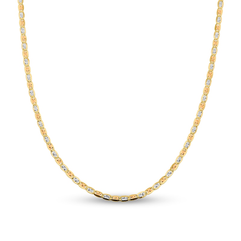 3.8mm Diamond-Cut Valentino Chain Necklace in Solid 14K Tri-Tone Gold - 18"