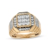 Thumbnail Image 0 of Men's 1.45 CT. T.W. Composite Cushion Diamond Ribbed Shank Ring in 10K Gold