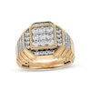 Men's 1.45 CT. T.W. Composite Cushion Diamond Ribbed Shank Ring in 10K Gold