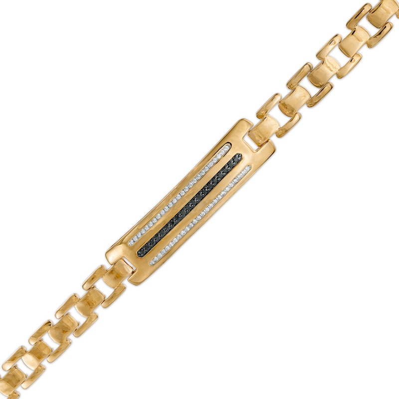 Men's 0.50 CT. T.W. Black Enhanced and White Diamond ID Bracelet in 10K Gold - 8.5"|Peoples Jewellers