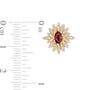 Thumbnail Image 3 of Oval Ruby and 0.33 CT. T.W. Diamond Floral Stud Earrings in 14K Gold
