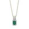 Thumbnail Image 1 of Octagonal Emerald and 0.15 CT. T.W. Diamond Rectangular Frame Triple Row Drop Pendant in 14K Gold