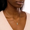 Thumbnail Image 2 of Octagonal Emerald and 0.15 CT. T.W. Diamond Rectangular Frame Triple Row Drop Pendant in 14K Gold