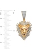 Men's 0.16 CT. T.W. Diamond and Lab-Created Ruby Lion Head Necklace Charm in 10K Gold