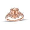 Thumbnail Image 0 of Emerald-Cut Morganite and 0.27 CT. T.W. Diamond Compass Frame Split Shank Ring in 14K Rose Gold