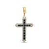 Thumbnail Image 0 of Men's 1.00 CT. T.W. Black Enhanced and White Diamond Pointed Cross Necklace Charm in 10K Gold