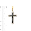 Thumbnail Image 1 of Men's 1.00 CT. T.W. Black Enhanced and White Diamond Pointed Cross Necklace Charm in 10K Gold