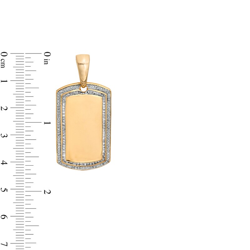 Main Image 2 of Men's 0.75 CT. T.W. Baguette Diamond Edge Dog Tag Necklace Charm in 10K Gold