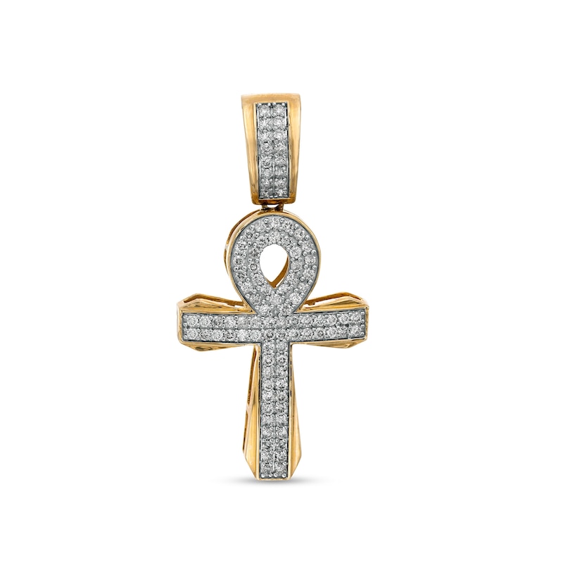 Men's 0.95 CT. T.W. Diamond Ankh Necklace Charm in 10K Gold|Peoples Jewellers