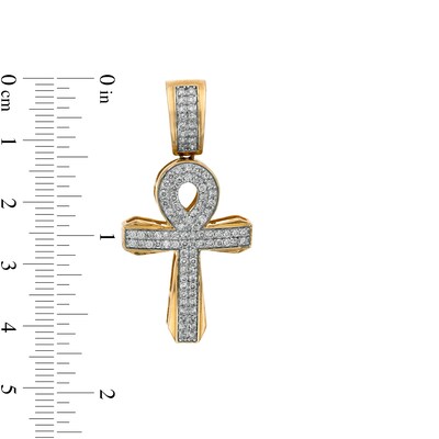 Men's 0.95 CT. T.W. Diamond Ankh Necklace Charm in 10K Gold