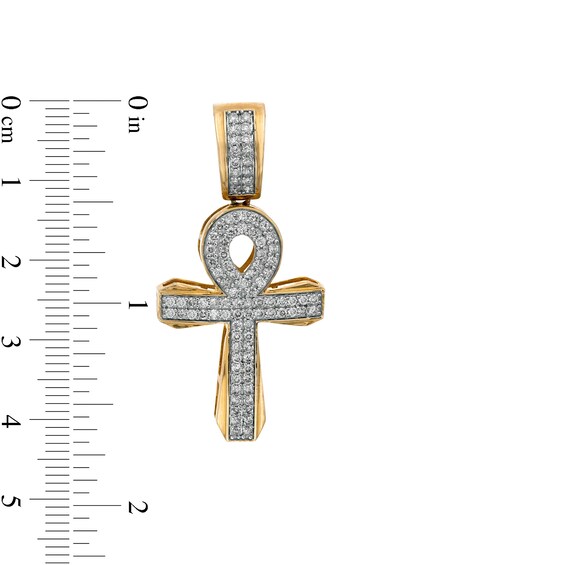 Men's 0.95 CT. T.W. Diamond Ankh Necklace Charm in 10K Gold