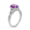 Thumbnail Image 2 of Oval Amethyst and 0.29 CT. T.W. Diamond Frame Twist Split Shank Ring in 14K White Gold