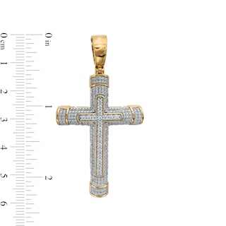 Men's 1.00 CT. T.W. Diamond Cross Necklace Charm in 10K Gold