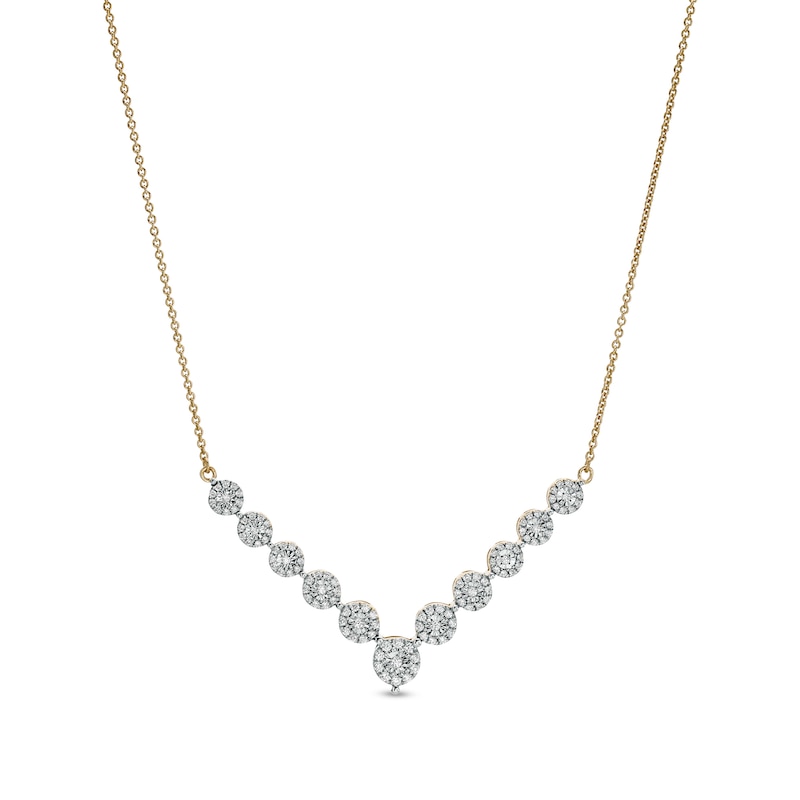 Main Image 1 of 0.50 CT. T.W. Diamond Chevron Necklace in 10K Gold