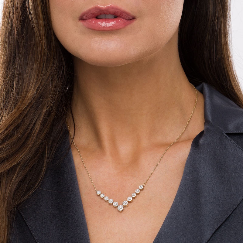 Main Image 2 of 0.50 CT. T.W. Diamond Chevron Necklace in 10K Gold