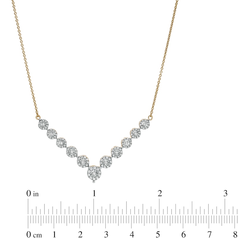 Main Image 4 of 0.50 CT. T.W. Diamond Chevron Necklace in 10K Gold