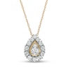 Thumbnail Image 1 of 0.50 CT. T.W. Composite Pear-Shaped Diamond Frame Sunburst Pendant in 10K Gold