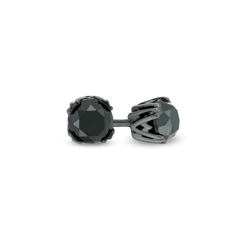 Main Image 1 of Vera Wang Men 0.95 CT. T.W. Black Diamond Solitaire Stud Earrings in Sterling Silver with Black Ruthenium