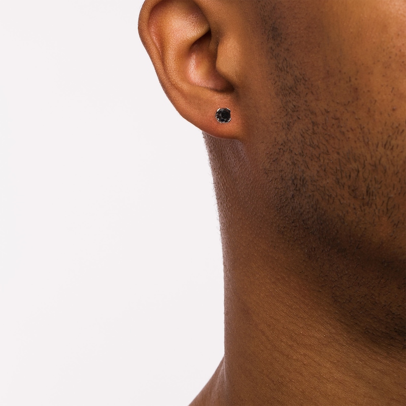 Main Image 2 of Vera Wang Men 0.95 CT. T.W. Black Diamond Solitaire Stud Earrings in Sterling Silver with Black Ruthenium