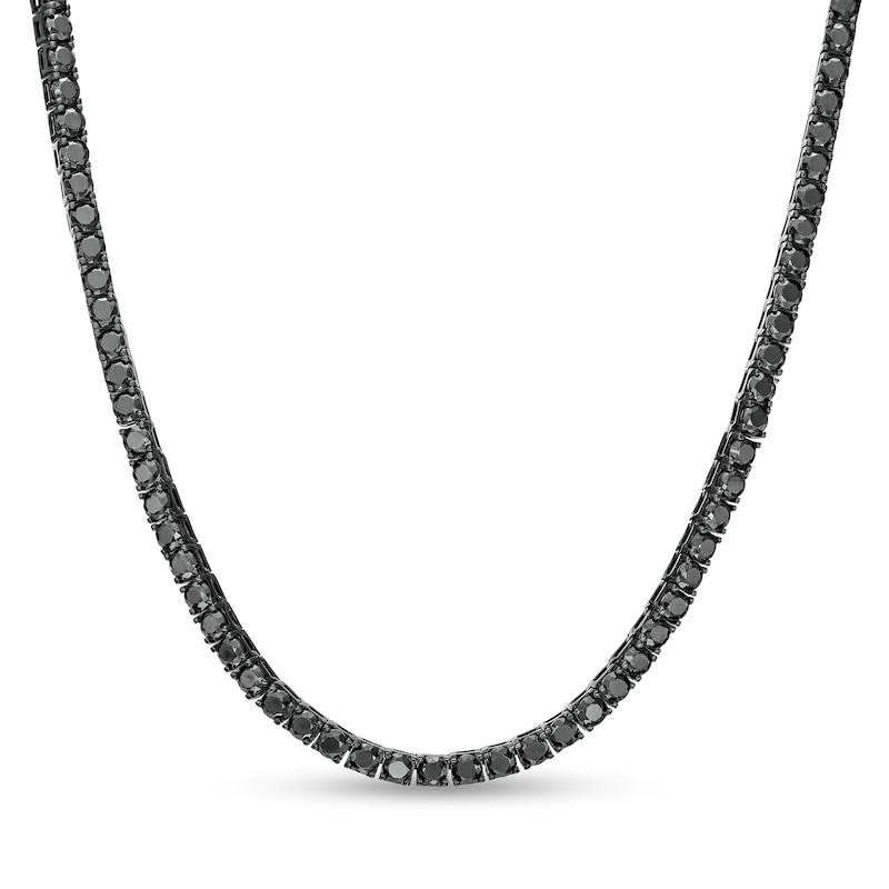 Vera Wang Men Spinel Necklace in Sterling Silver with Black Ruthenium- 22"