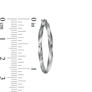 30.0mm Twist Tube Hoop Earrings in 14K White Gold