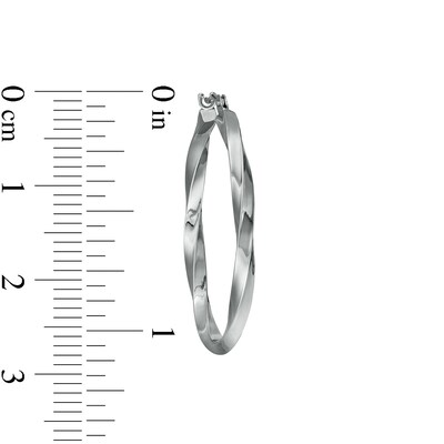 30.0mm Twist Tube Hoop Earrings in 14K White Gold