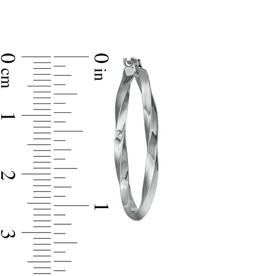 30.0mm Twist Tube Hoop Earrings in 14K White Gold
