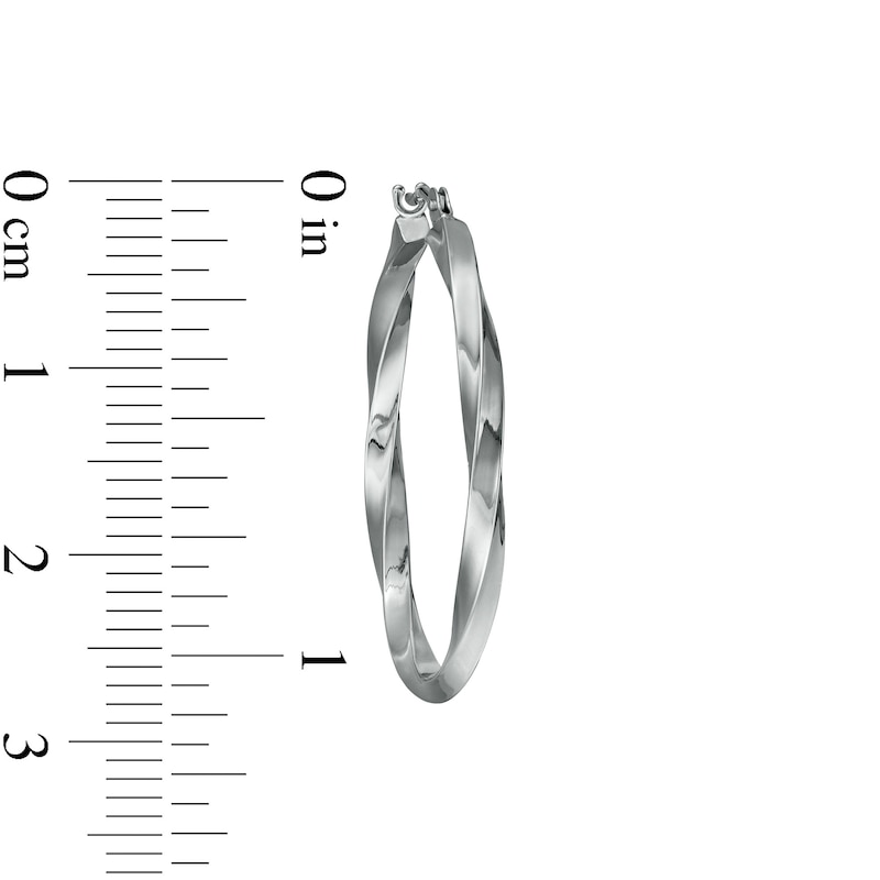 Main Image 2 of 30.0mm Twist Tube Hoop Earrings in 14K White Gold
