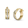 Thumbnail Image 1 of 11.7mm Diamond-Cut Zig-Zag Ribbon Triple Row Tube Hoop Earrings in 14K Two-Tone Gold