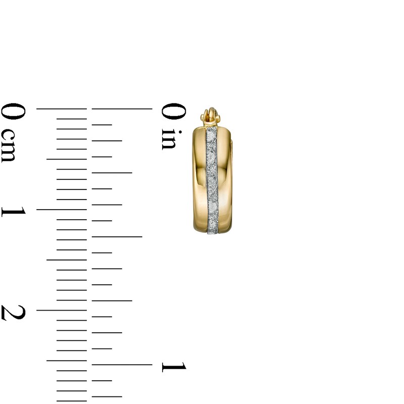 11.7mm Diamond-Cut Zig-Zag Ribbon Triple Row Tube Hoop Earrings in 14K Two-Tone Gold