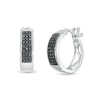 Thumbnail Image 1 of 0.20 CT. T.W. Black Enhanced Diamond Hoop Earrings in 10K White Gold