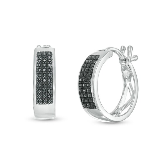 Men's 0.20 CT. T.W. Black Enhanced Diamond Hoop Earrings in 10K White Gold