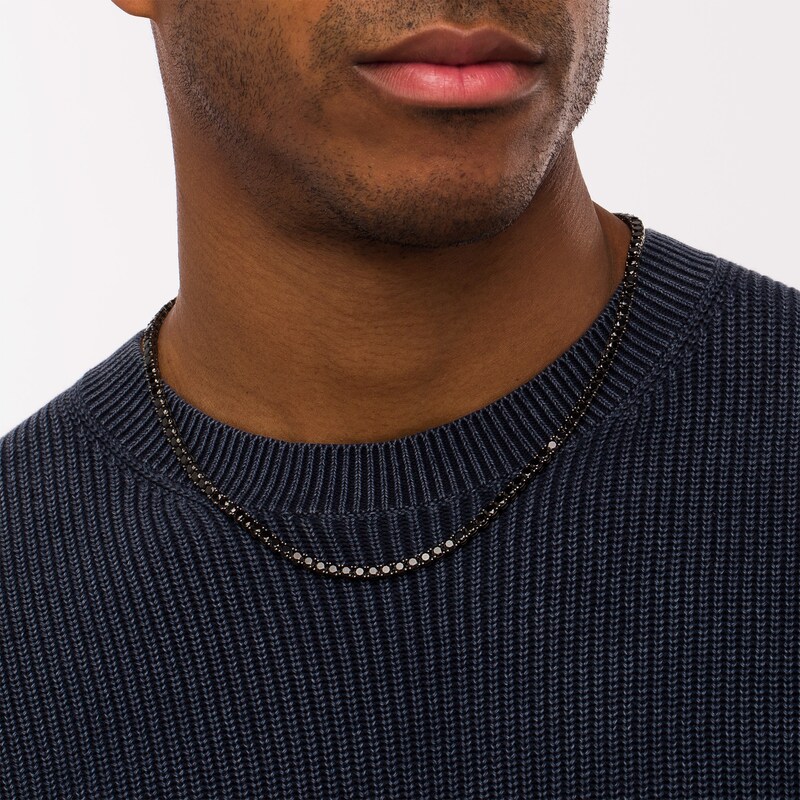 Men's 13.00 CT. T.W. Black Enhanced Diamond Necklace in Sterling Silver with Black Rhodium - 20"