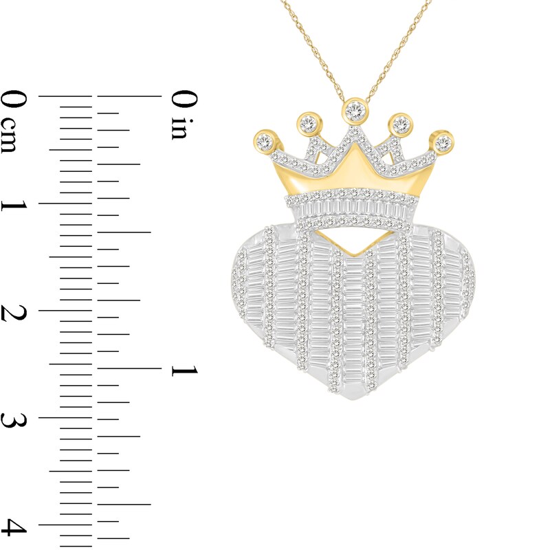 Main Image 2 of 1.23 CT. T.W. Diamond Crown Heart Pendant in 10K Gold