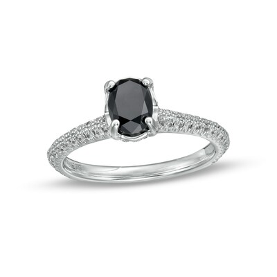Vera Wang Love Collection Limited Edition 1.29 CT. T.W. Black Enhanced and White Certified Diamond Ring in 14K White Gold