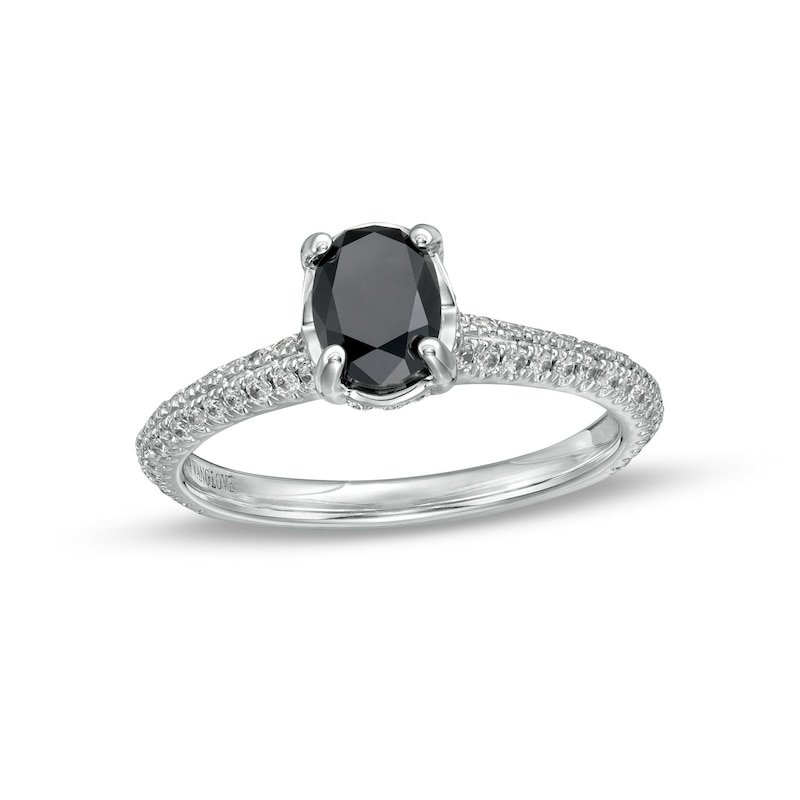 Vera Wang Love Collection Limited Edition 1.29 CT. T.W. Black Enhanced and White Diamond Ring in 14K White Gold