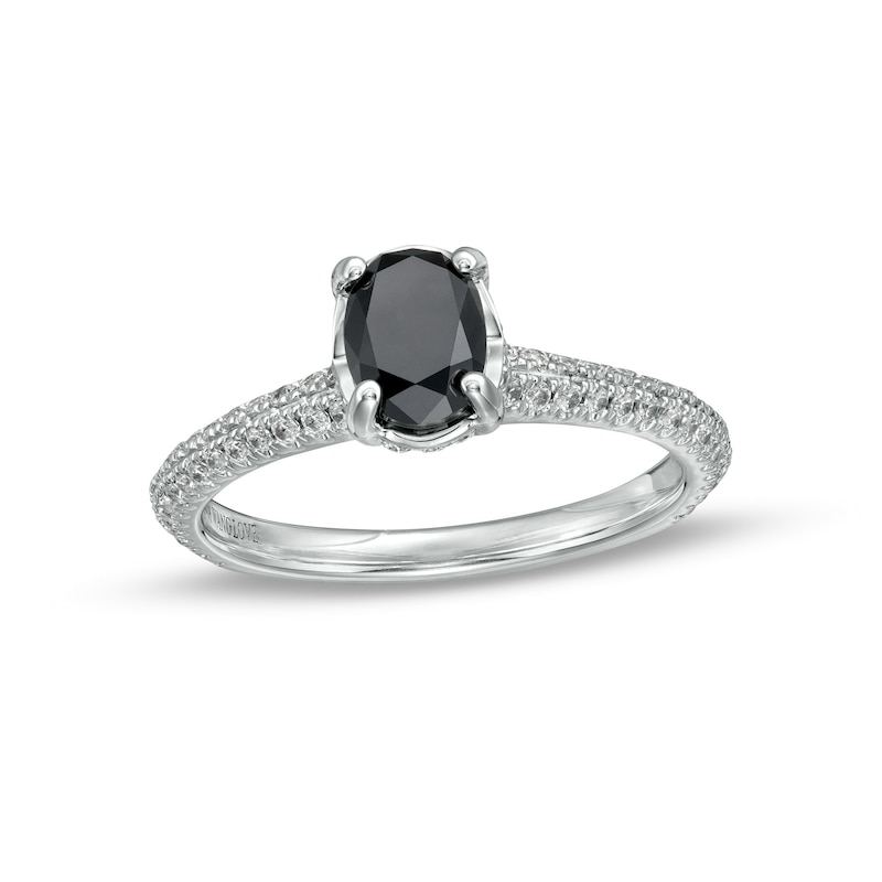 Vera Wang Love Collection Limited Edition 1.29 CT. T.W. Black Enhanced and White Certified Diamond Ring in 14K White Gold