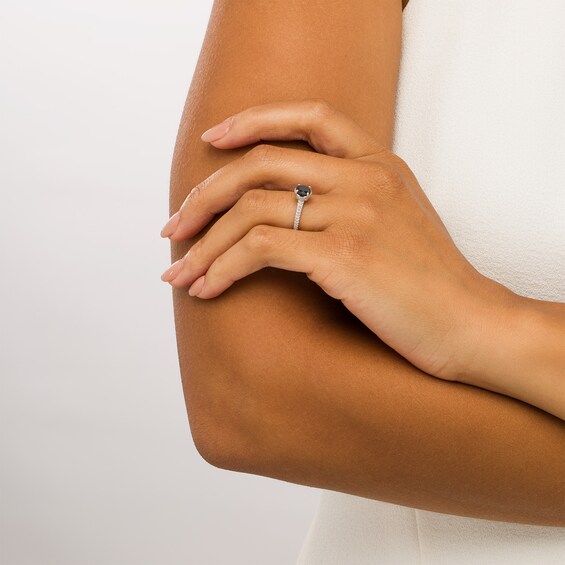 Vera Wang Love Collection Limited Edition 1.29 CT. T.W. Black Enhanced and White Certified Diamond Ring in 14K White Gold